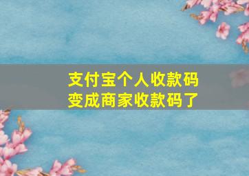 支付宝个人收款码变成商家收款码了