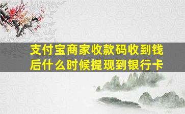 支付宝商家收款码收到钱后什么时候提现到银行卡