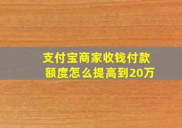 支付宝商家收钱付款额度怎么提高到20万