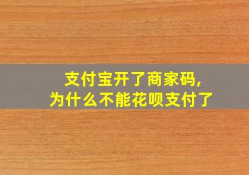 支付宝开了商家码,为什么不能花呗支付了