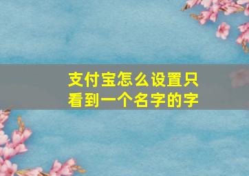 支付宝怎么设置只看到一个名字的字