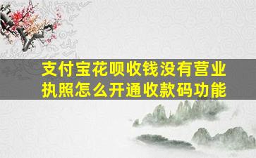 支付宝花呗收钱没有营业执照怎么开通收款码功能