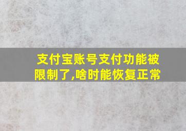 支付宝账号支付功能被限制了,啥时能恢复正常