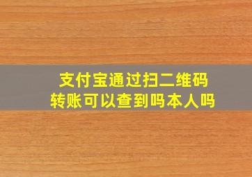 支付宝通过扫二维码转账可以查到吗本人吗