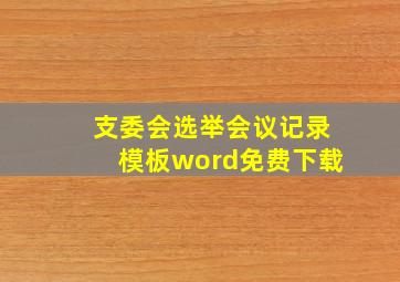 支委会选举会议记录模板word免费下载