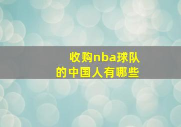 收购nba球队的中国人有哪些