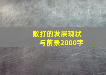 散打的发展现状与前景2000字