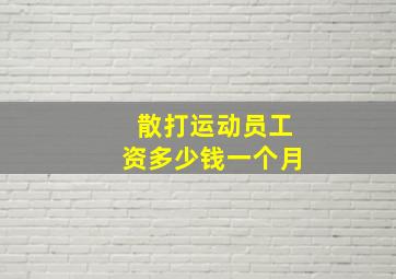 散打运动员工资多少钱一个月