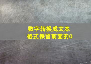 数字转换成文本格式保留前面的0