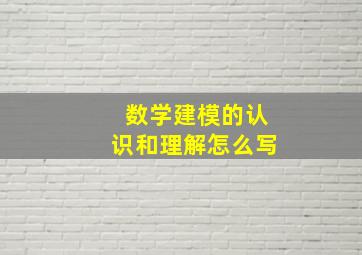 数学建模的认识和理解怎么写