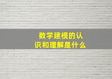 数学建模的认识和理解是什么