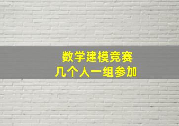 数学建模竞赛几个人一组参加