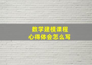 数学建模课程心得体会怎么写