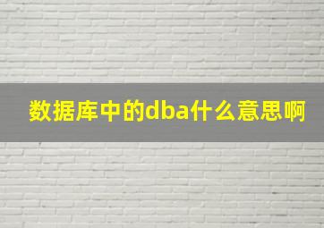 数据库中的dba什么意思啊