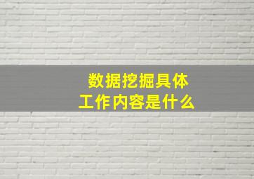 数据挖掘具体工作内容是什么