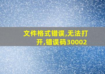 文件格式错误,无法打开,错误码30002