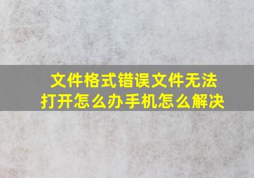 文件格式错误文件无法打开怎么办手机怎么解决