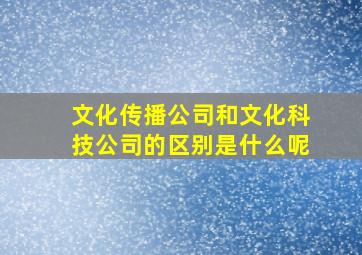 文化传播公司和文化科技公司的区别是什么呢