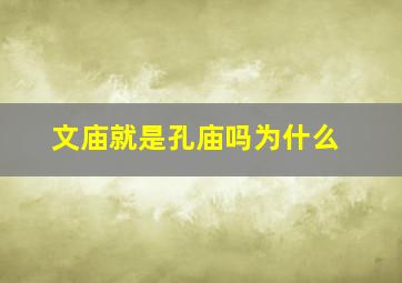 文庙就是孔庙吗为什么