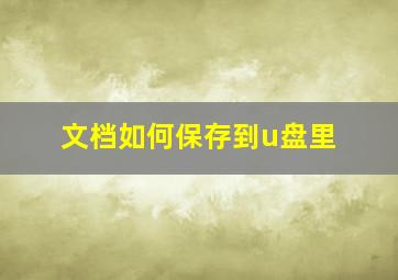 文档如何保存到u盘里