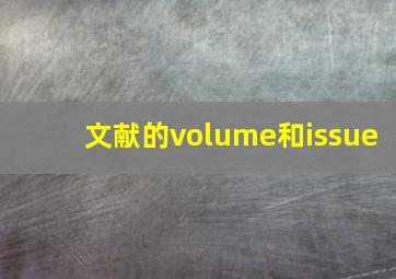 文献的volume和issue