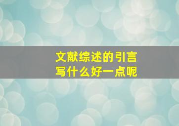 文献综述的引言写什么好一点呢