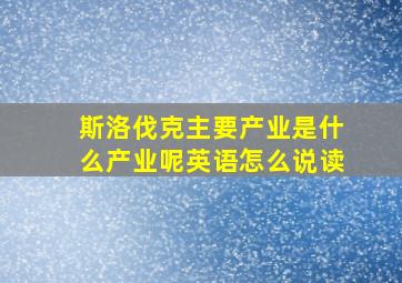 斯洛伐克主要产业是什么产业呢英语怎么说读