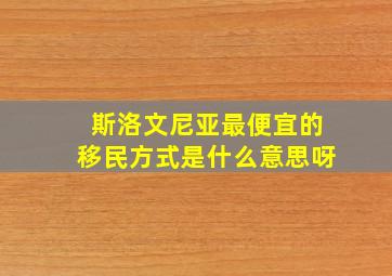 斯洛文尼亚最便宜的移民方式是什么意思呀