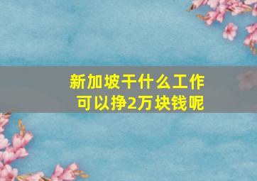 新加坡干什么工作可以挣2万块钱呢