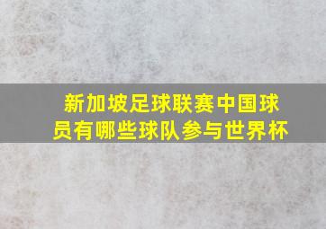 新加坡足球联赛中国球员有哪些球队参与世界杯