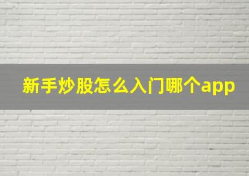 新手炒股怎么入门哪个app