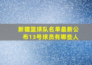 新疆篮球队名单最新公布13号球员有哪些人