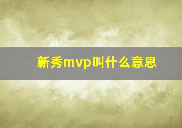 新秀mvp叫什么意思