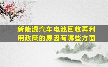 新能源汽车电池回收再利用政策的原因有哪些方面