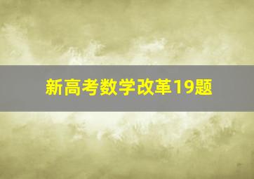 新高考数学改革19题