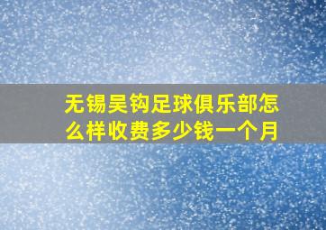 无锡吴钩足球俱乐部怎么样收费多少钱一个月