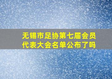 无锡市足协第七届会员代表大会名单公布了吗