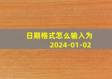 日期格式怎么输入为2024-01-02