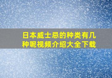 日本威士忌的种类有几种呢视频介绍大全下载