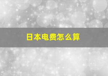 日本电费怎么算