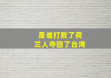 是谁打败了荷兰人夺回了台湾