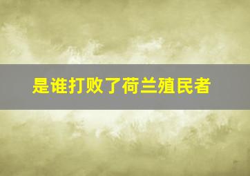 是谁打败了荷兰殖民者