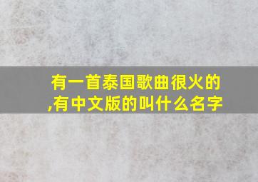 有一首泰国歌曲很火的,有中文版的叫什么名字