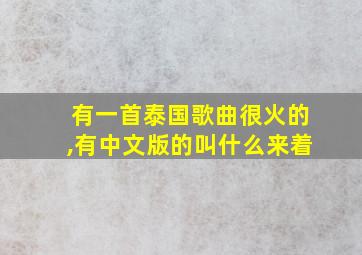 有一首泰国歌曲很火的,有中文版的叫什么来着