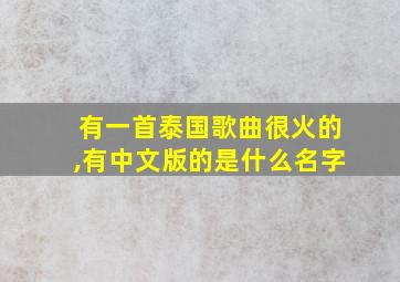 有一首泰国歌曲很火的,有中文版的是什么名字