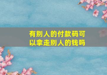 有别人的付款码可以拿走别人的钱吗