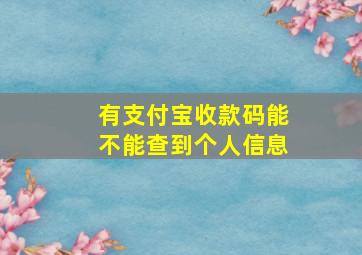 有支付宝收款码能不能查到个人信息