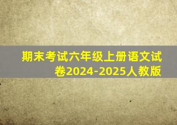 期末考试六年级上册语文试卷2024-2025人教版