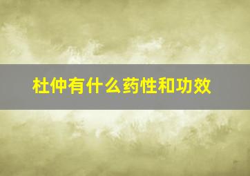 杜仲有什么药性和功效