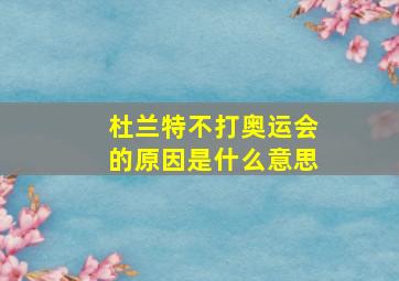 杜兰特不打奥运会的原因是什么意思